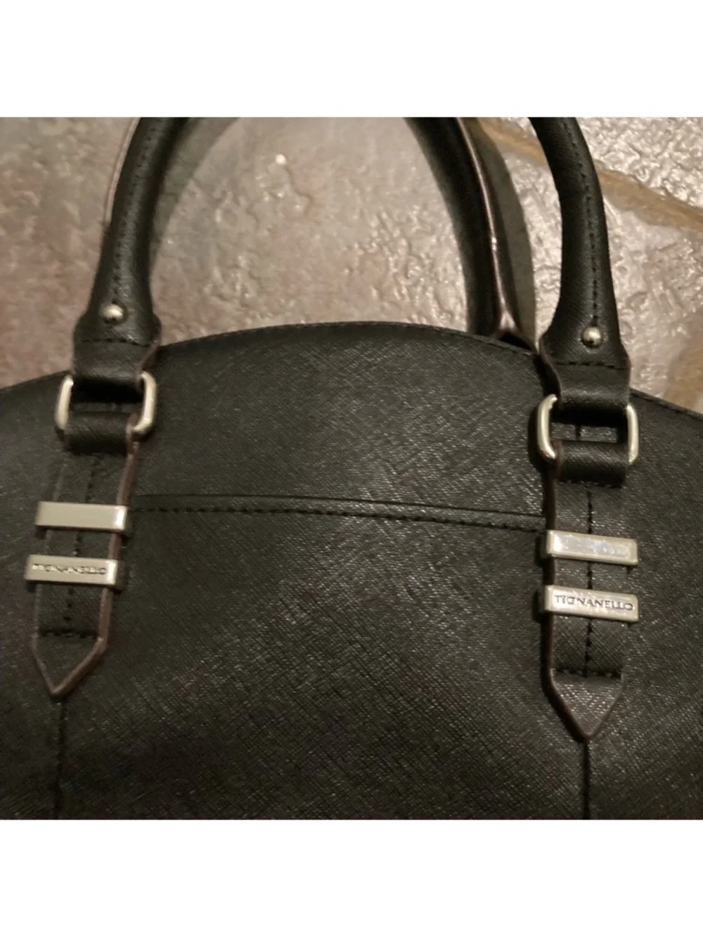 Tignanello Saffiano Black Satchel Handbag